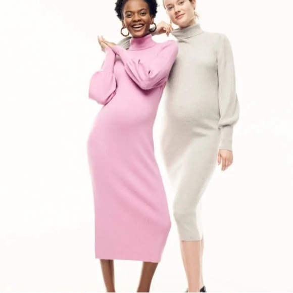 Hatch x J. Crew Sz S-M Gray Maternity Midi Sweater Dress Merino Wool Blend - Picture 1 of 8